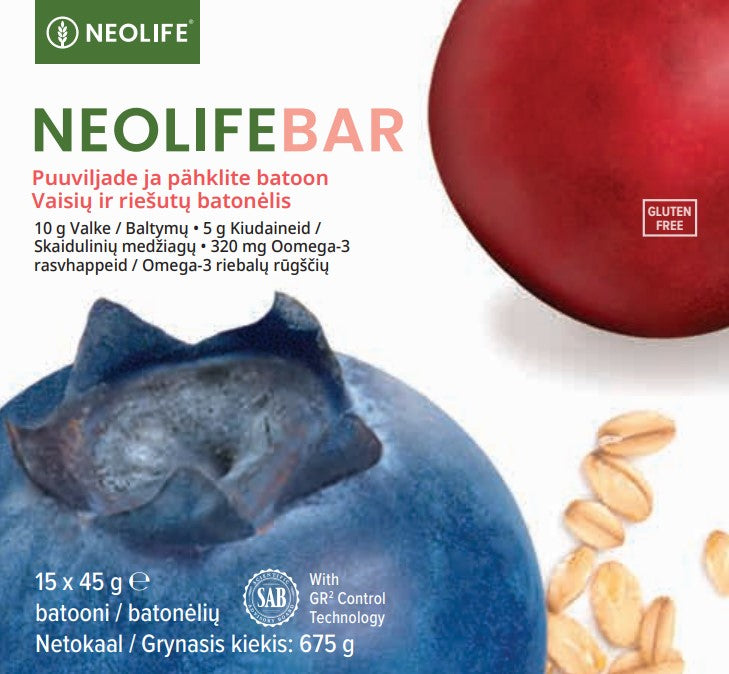 „NeoLifeBar“, vaisių ir riešutų batonėlis (15 vienetų)