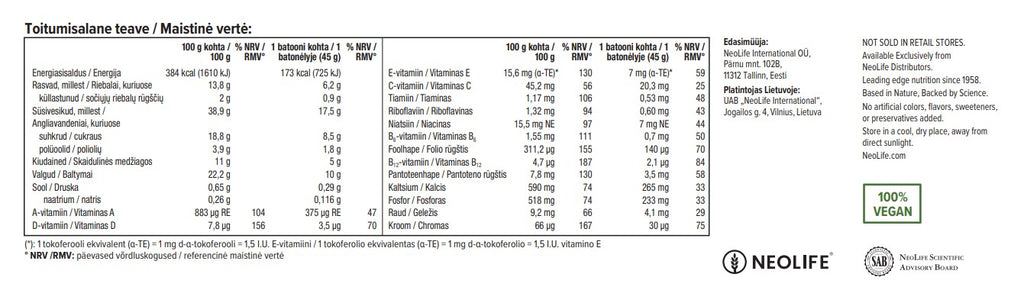 „NeoLifeBar“, vaisių ir riešutų batonėlis (15 vienetų)