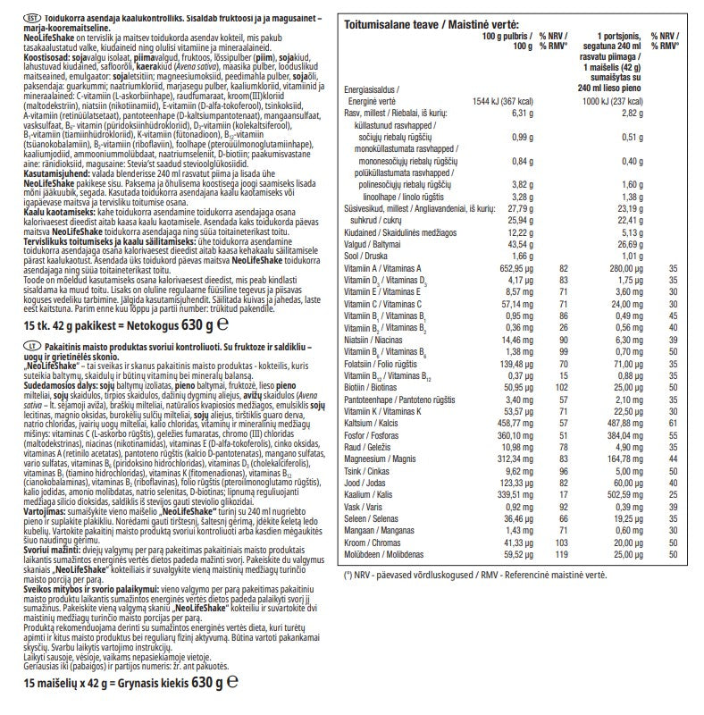 "NeoLifeShake" baltyminis kokteilis braškių skonio (15 pakelių)