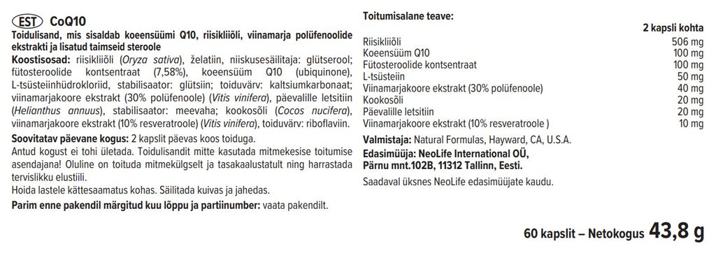 "CoQ10" maisto papildas (60 kapsulių)