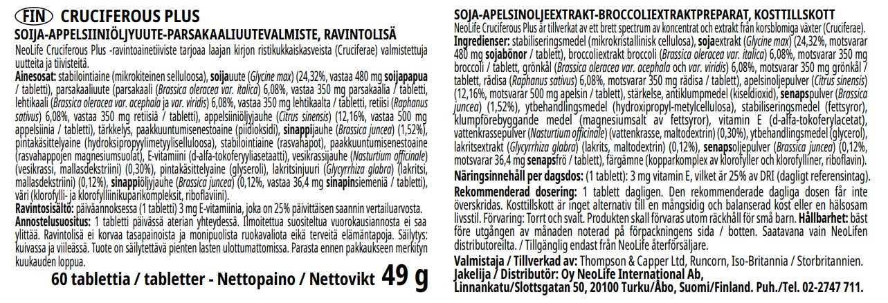 "Cruciferous Plus" kryžmažiedžių daržovių maisto papildas (60 tablečių)