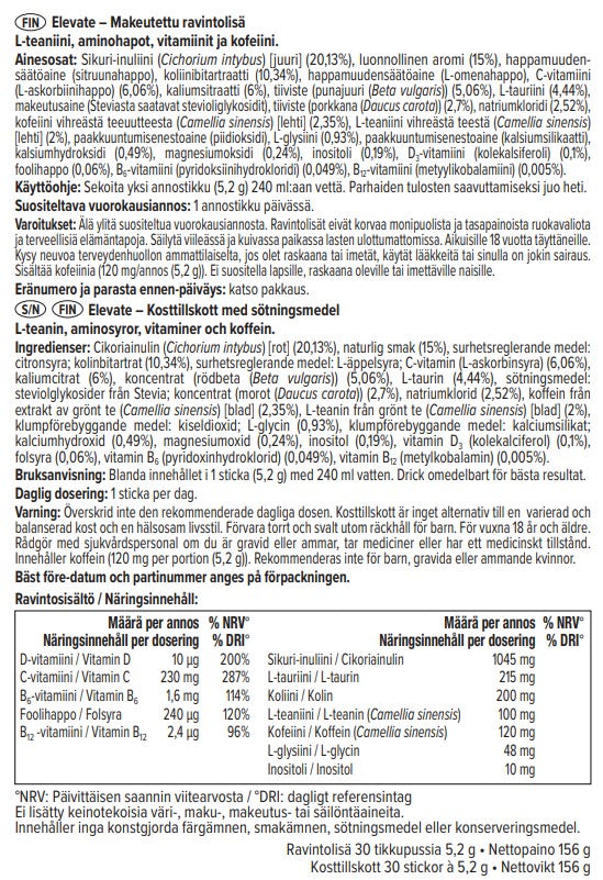ELEVATE - maisto papildas su L-teaninu, aminorūgštimis ir vitaminais