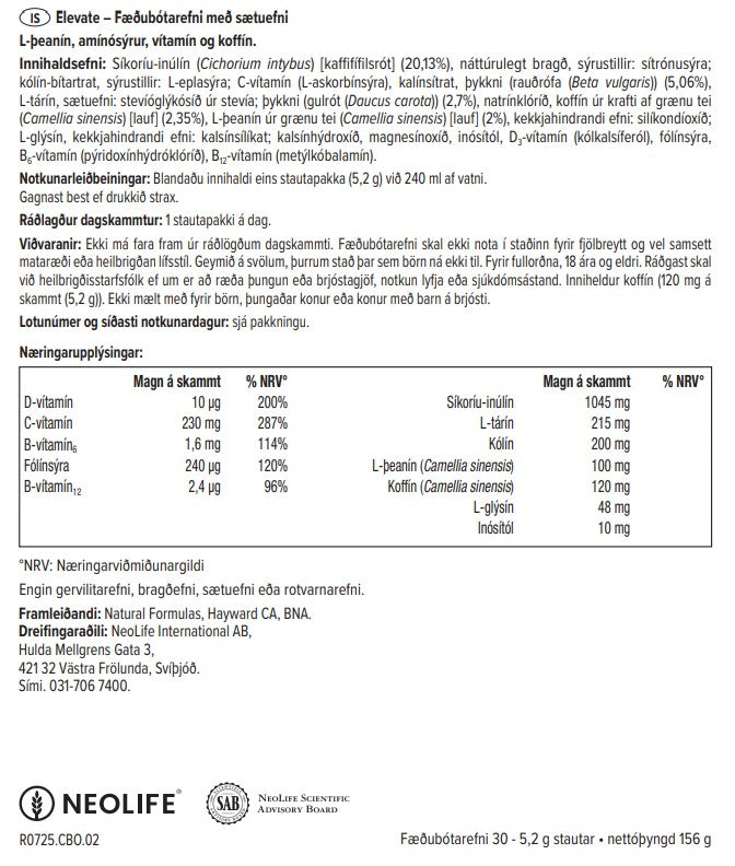ELEVATE - maisto papildas su L-teaninu, aminorūgštimis ir vitaminais
