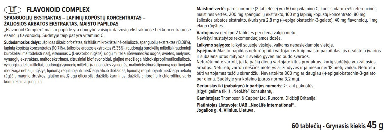 „Flavonoid Complex“, flavonoidų maisto papildas (60 tablečių)