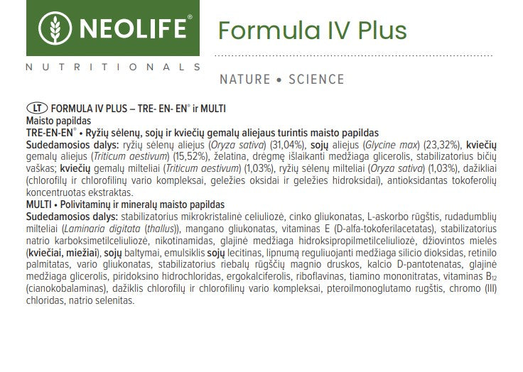 Formula IV Plus polivitaminų ir mineralų maisto papildas (60 kapsulių/tablečių)