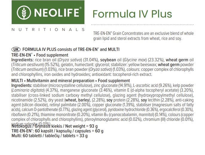 Formula IV Plus polivitaminų ir mineralų maisto papildas (60 kapsulių/tablečių)