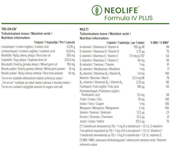 Formula IV Plus polivitaminų ir mineralų maisto papildas (60 kapsulių/tablečių)