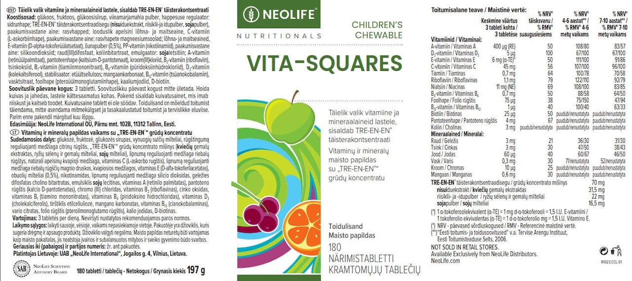 Vita-Squares, Children's Chewable Multivitamin (180 Tablets)