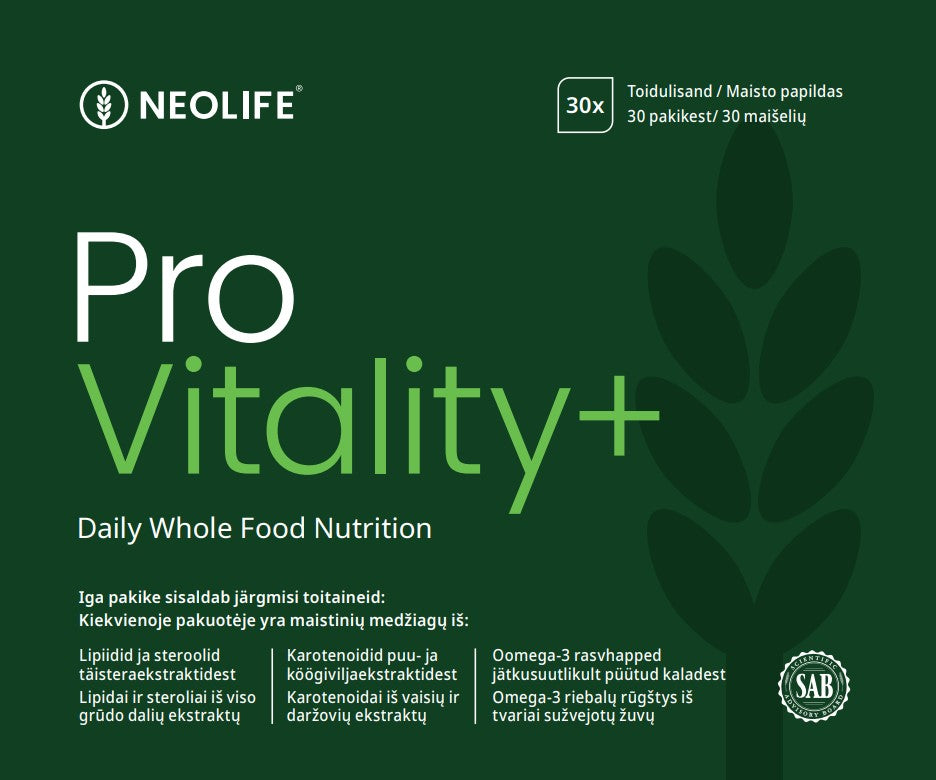 „Pro Vitality+“, maisto papildas (30 maišelių, 120 tablečių/kapsulių)