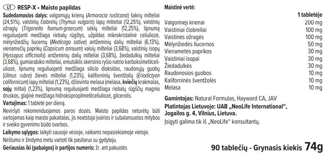 Resp-X žolelių ekstraktas (90 tablečių)