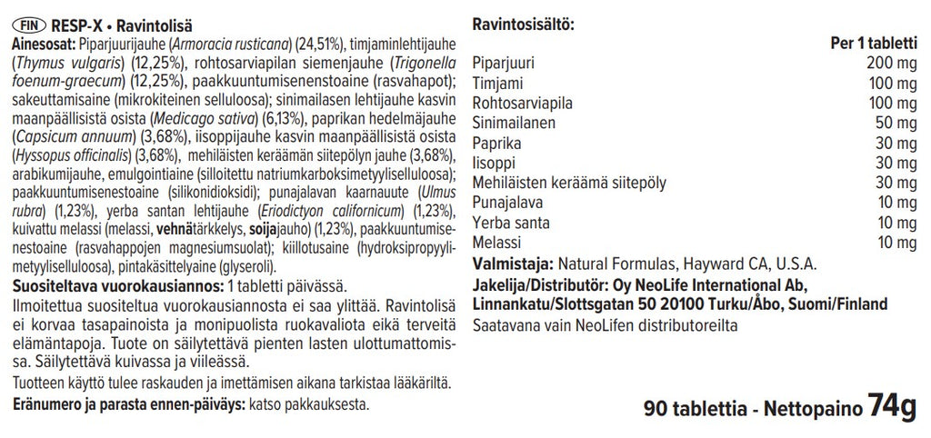 Resp-X žolelių ekstraktas (90 tablečių)