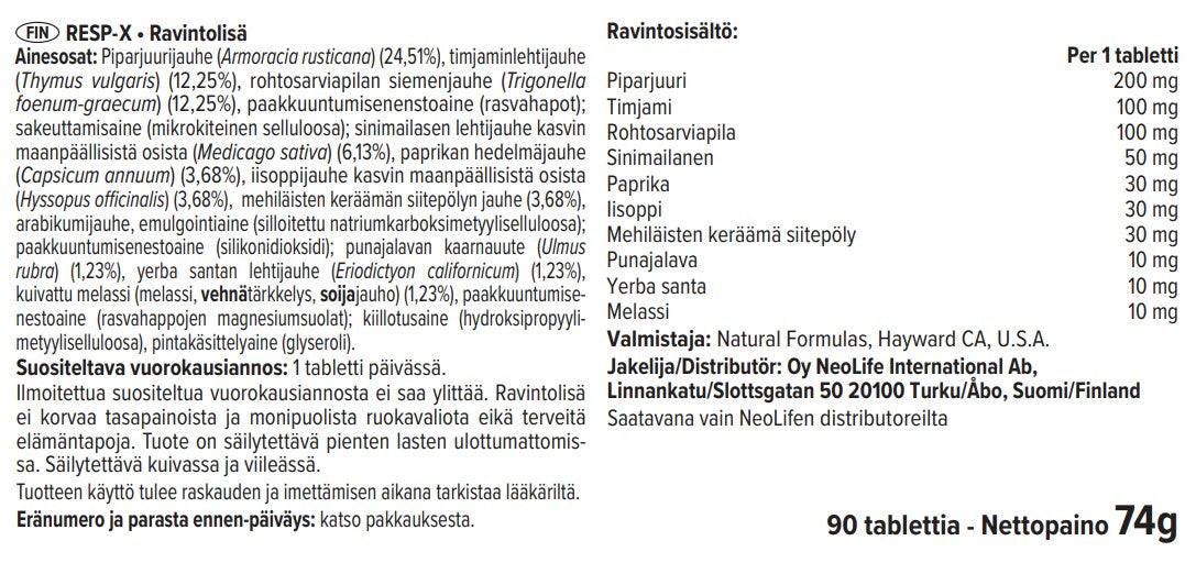 Resp-X žolelių ekstraktas (90 tablečių)