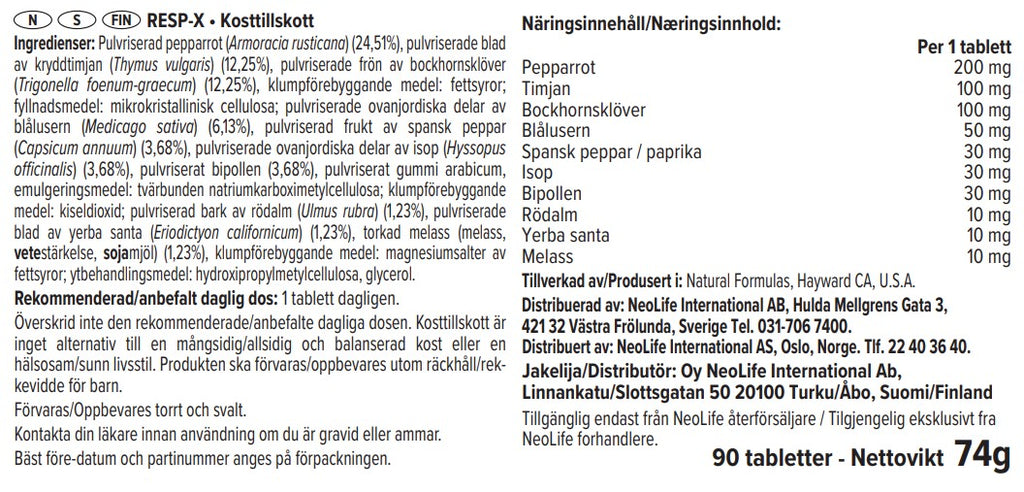 Resp-X žolelių ekstraktas (90 tablečių)