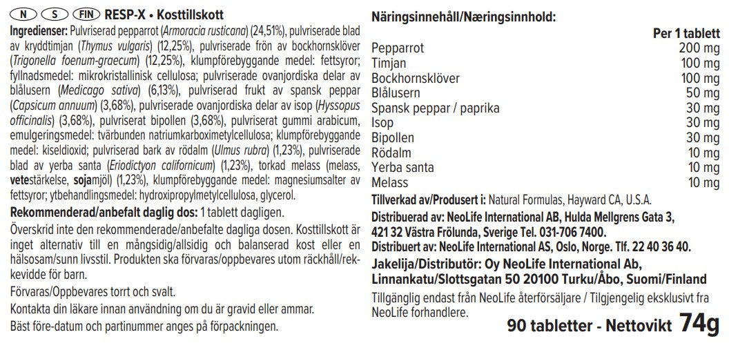 Resp-X žolelių ekstraktas (90 tablečių)