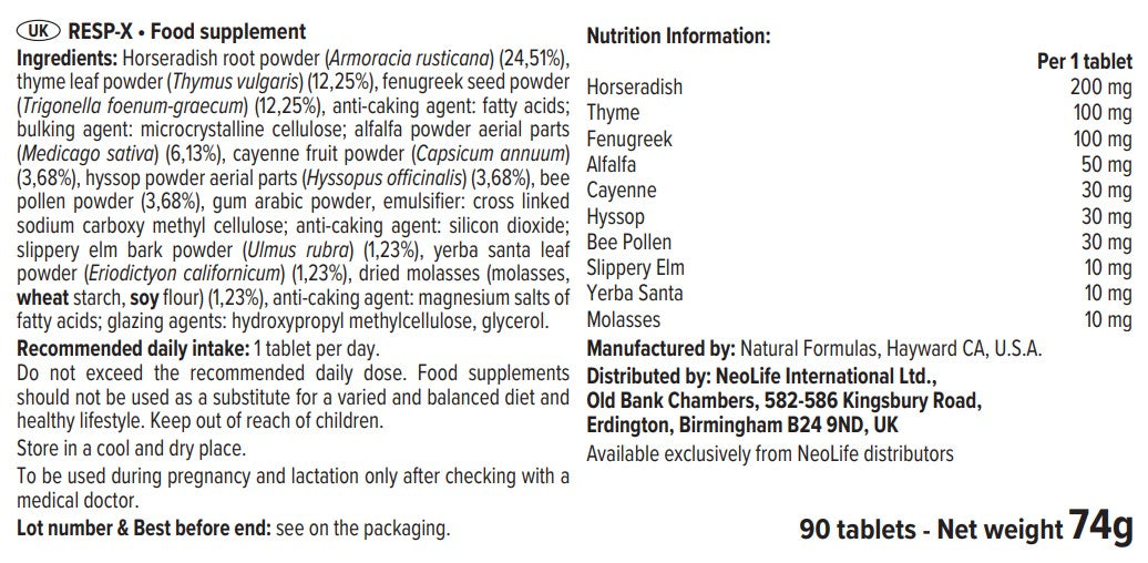 Resp-X žolelių ekstraktas (90 tablečių)
